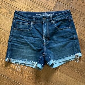 American Eagle super high waist dark wash denim shorties